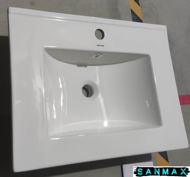 Умивальник накладний керамічний Mixxus Premium Cubic-1501 610х460х170mm з отвором під змішувач та переливом (MP6495) MP6495 фото