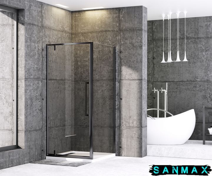 Душова кабіна без піддону Mixxus Premium Bevel SC01-90x90x195-TR Чорний прозоре скло 6мм (MI6864) MI6864 фото