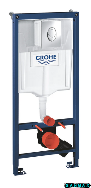 Інсталяція для унітазу пневмо Grohe Rapid SL кріплення без прокладки панель Хром Кругла (38721001) 38721001 фото