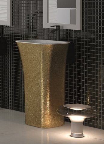Умивальник вільностоячий Besco Assos Glam, колір золотий 41х52 ретро #UMD-A-WOZ фото