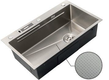 Кухонна інтегрована мийка Mixxus Premium MH7545-Set-05 Micro Decor Nano-Silver (3.0/0.8) комплект (нерж) (MX9635) MX9635 фото