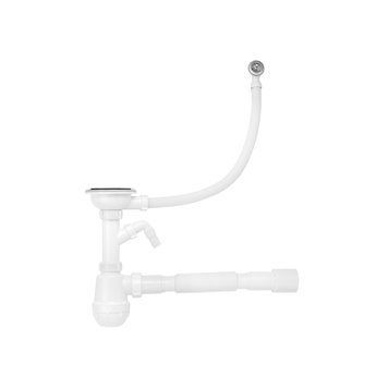 Сифон для кухонної мийки Kroner KRP - KS02R-1 3 1/2"х40/50 мм з відводом для пральної машини, з круглим переливом CV032077 фото
