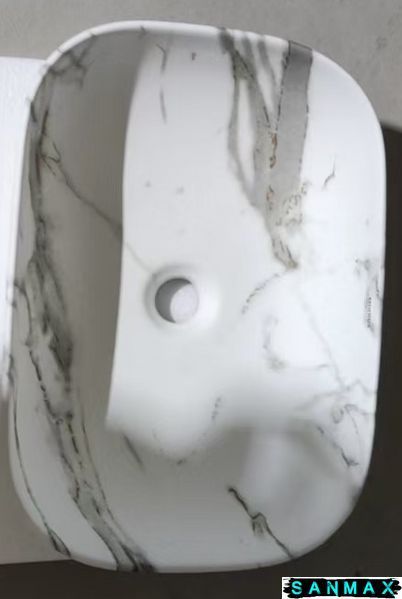 Умивальник накладний керамічний Mixxus Premium Diverse-0114 Marble 455х325х135mm (MP6545) MP6545 фото