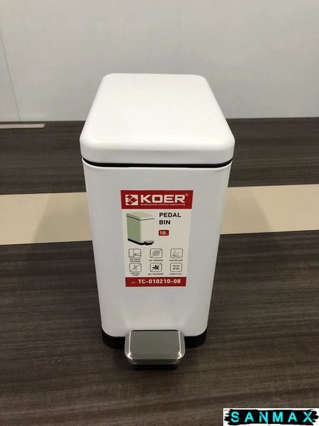 Відро для сміття з плавним закриттям прямокутне Koer TC-010210-08 10 л колір білий (KR5598) KR5598 фото