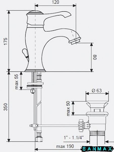 Змішувач для умивальника Emmevi Tiffany Білий Хром (BC6003) BC6003 фото