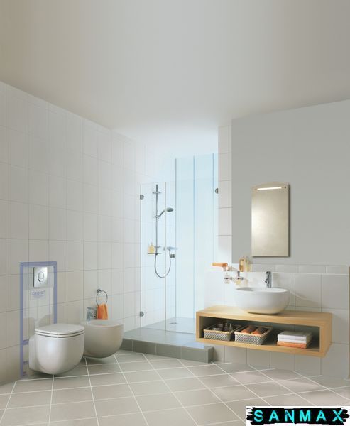 Інсталяція для унітазу пневмо Grohe Rapid SL кріплення без прокладки панель Хром Кругла (38721001) 38721001 фото