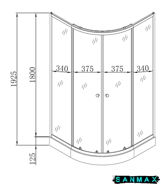 Душова кабіна з низьким піддоном Mixxus Plain SCT02-90x90x195-GR Сатин сіре тоноване скло 4мм (MI6898) MI6898 фото