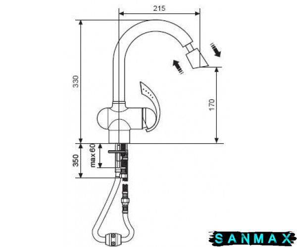 Змішувач Emmevi Ramses для кухні з лійкою мат-хр SC72066 SC72066 фото