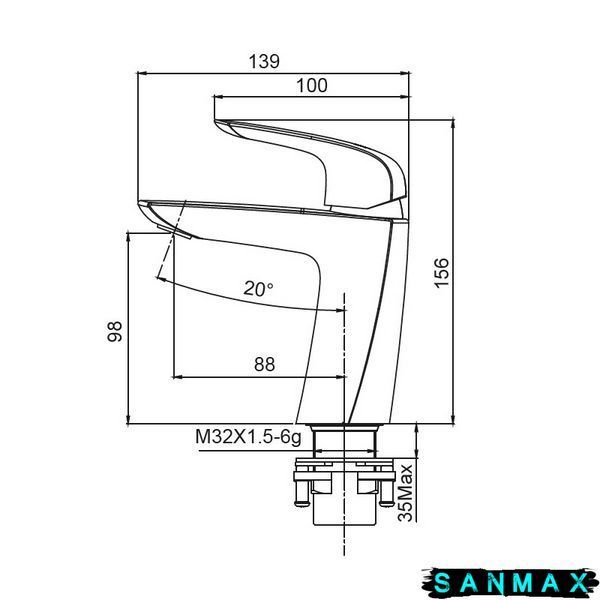 Змішувач для умивальника, хром Koer KB-10008-01 (KR3470) KR3470 фото