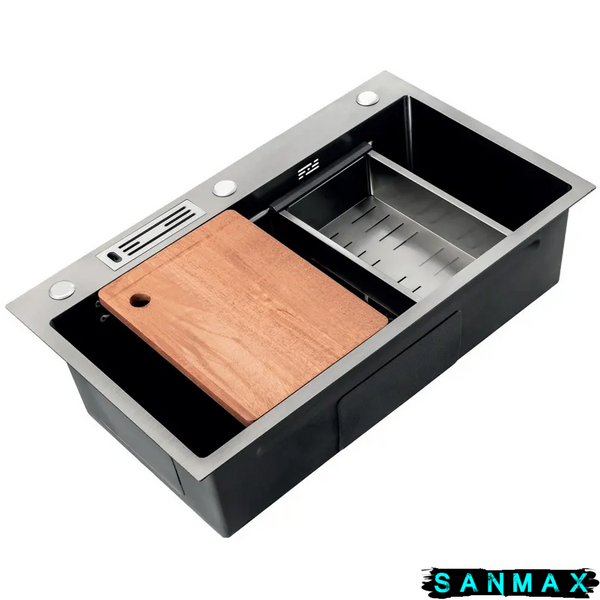 Кухонна інтегрована мийка Mixxus Premium MH7545-Set-05 Micro Decor Nano-Silver (3.0/0.8) комплект (нерж) (MX9635) MX9635 фото