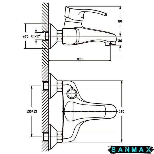 Змішувач для ванни Haiba Focus 009 матовий (HB0125) HB0125 фото