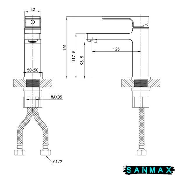 Змішувач для умивальника Mixxus Premium Dante 001 NUT Білий-Хром (MI6792) MI6792 фото