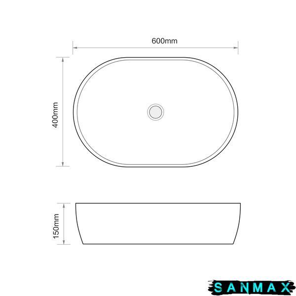 Раковина накладна Mixxus Premium Ellipse-0105 Edge Gold 600х400х150mm (MP6564) MP6564 фото