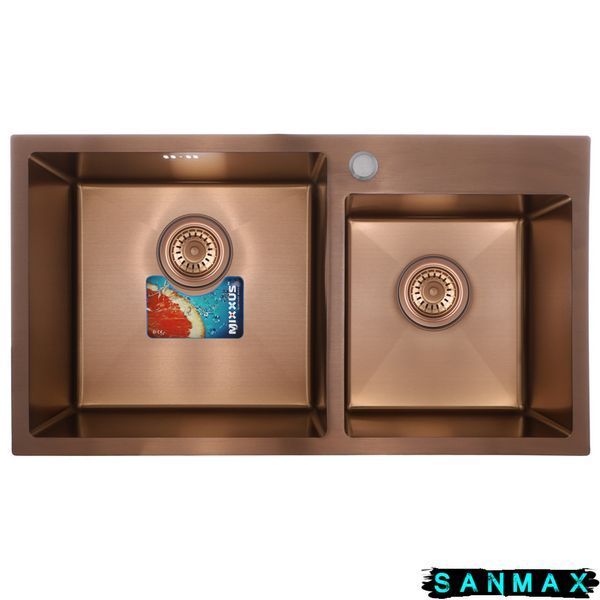 Набір Mixxus Set-7843D-220x1.0-PVD-Бронза (мийка + змішувач + диспенсер) (MX0586) MX0586 фото