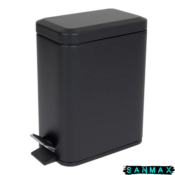 Відро для сміття з плавним закриттям прямокутне Zerix Sansa-TC0105 Чорний 5 л колір чорний (ZX5894) ZX5894 фото