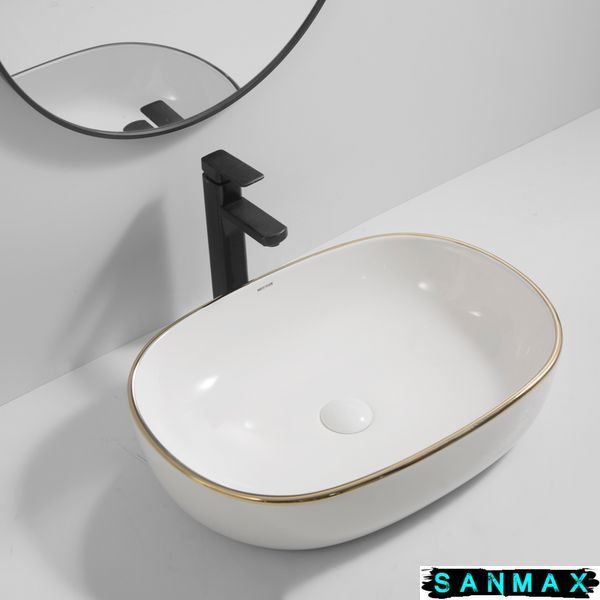 Раковина накладна Mixxus Premium Ellipse-0105 Edge Gold 600х400х150mm (MP6564) MP6564 фото
