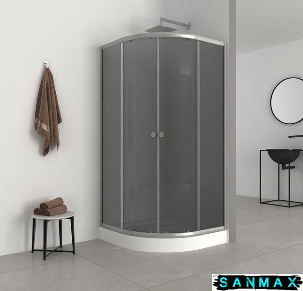 Душова кабіна з низьким піддоном Mixxus Plain SCT02-90x90x195-GR Сатин сіре тоноване скло 4мм (MI6898) MI6898 фото