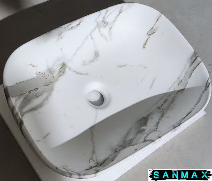 Умивальник накладний керамічний Mixxus Premium Diverse-0114 Marble 455х325х135mm (MP6545) MP6545 фото