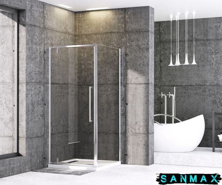 Душова кабіна без піддону Mixxus Premium Bevel SC01-90x90x195-TR Хром прозоре скло 6мм (MI6863) MI6863 фото