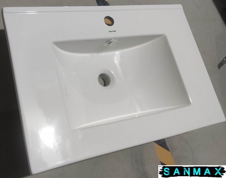 Умивальник накладний керамічний Mixxus Premium Cubic-1502 710х460х170mm з отвором під змішувач та переливом (MP6496) MP6496 фото