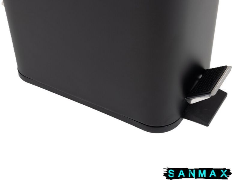 Відро для сміття з плавним закриттям прямокутне Zerix Sansa-TC0105 Чорний 5 л колір чорний (ZX5894) ZX5894 фото