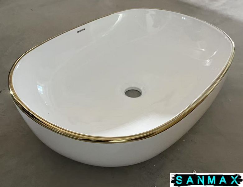 Раковина накладна Mixxus Premium Ellipse-0105 Edge Gold 600х400х150mm (MP6564) MP6564 фото