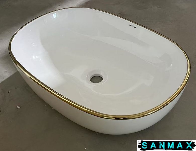 Раковина накладна Mixxus Premium Ellipse-0105 Edge Gold 600х400х150mm (MP6564) MP6564 фото