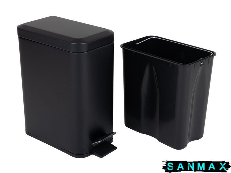 Відро для сміття з плавним закриттям прямокутне Zerix Sansa-TC0105 Чорний 5 л колір чорний (ZX5894) ZX5894 фото
