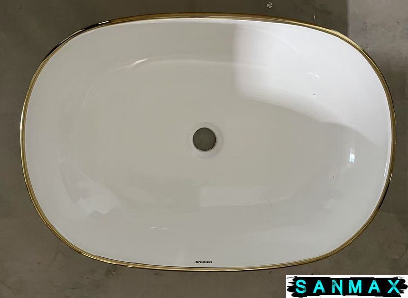 Раковина накладна Mixxus Premium Ellipse-0105 Edge Gold 600х400х150mm (MP6564) MP6564 фото