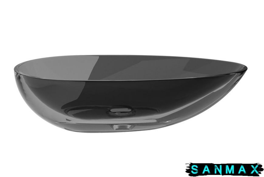 Умивальник на стільницю Besco Neya, Carbon Grey 60х35 клік-клак чорний мат #UMN-60-CGB фото