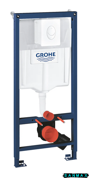 Інсталяція для унітазу пневмо Grohe Rapid SL кріплення без прокладки панель Біла Кругла (38722001) 38722001 фото