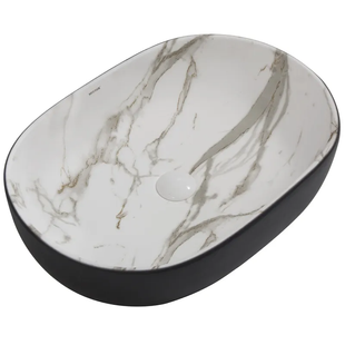 Раковина накладна Mixxus Premium Ellipse-0105 Marble-Чорний 600х400х150mm (MP6565) MP6565 фото