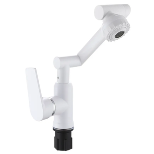Змішувач для умивальника з регульованим виливом Plamix Oscar-001-FX SET White (з підведенням) (Колір білий) (PM6105) PM6105 фото