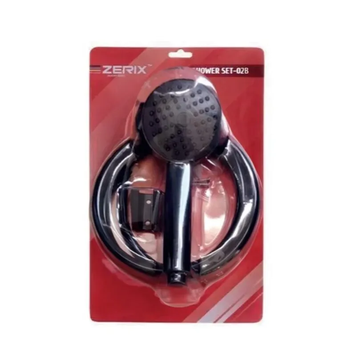 Душовий набір (шланг+лійка+кронштейн) Zerix Shower Set-02B Чорний Блістер (ZX4923) ZX4923 фото