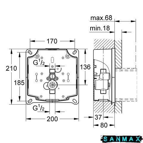 Змішувач термостат. для душу з гарнітурою Grohe Precision Flow (34841000) 34841000 фото