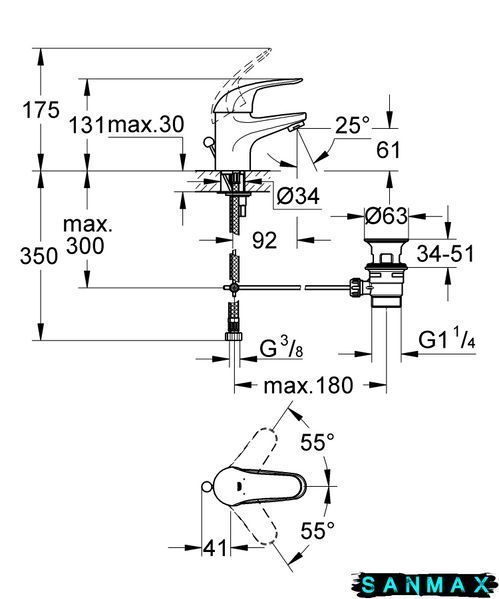 Змішувач для умивальника S-розміру Grohe Euroeco New (23262000) 23262000 фото