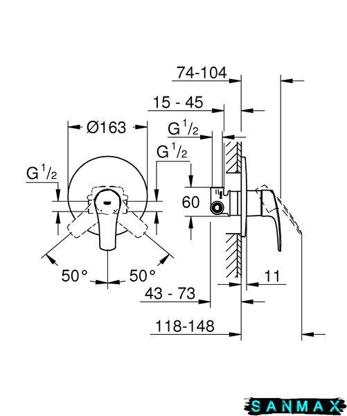 Вбудована душова система Grohe Eurosmart New (33556003) 33556003 фото