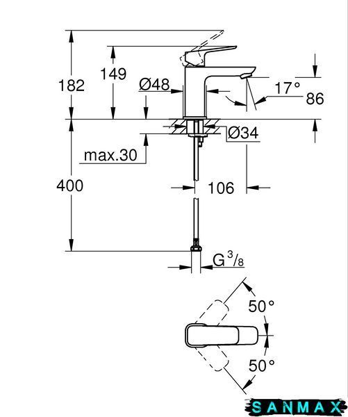 Одноважільний змішувач для умивальника Grohe Cubeo S-розміру (1016992430) 1016992430 фото