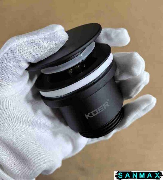 Донний клапан для умивальника універсальний Koer PW-11-05 Чорний (KR5795) KR5795 фото