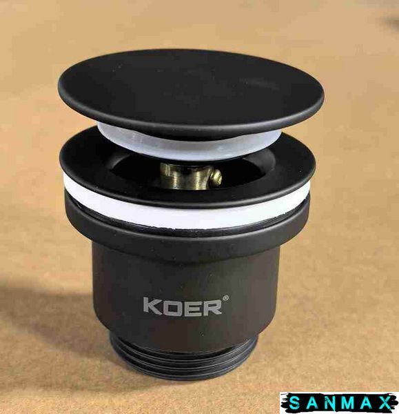 Донний клапан для умивальника універсальний Koer PW-11-05 Чорний (KR5795) KR5795 фото