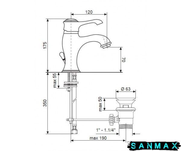 Змішувач Emmevi Tiffany для умивальника бронза BR6003 BR6003 фото
