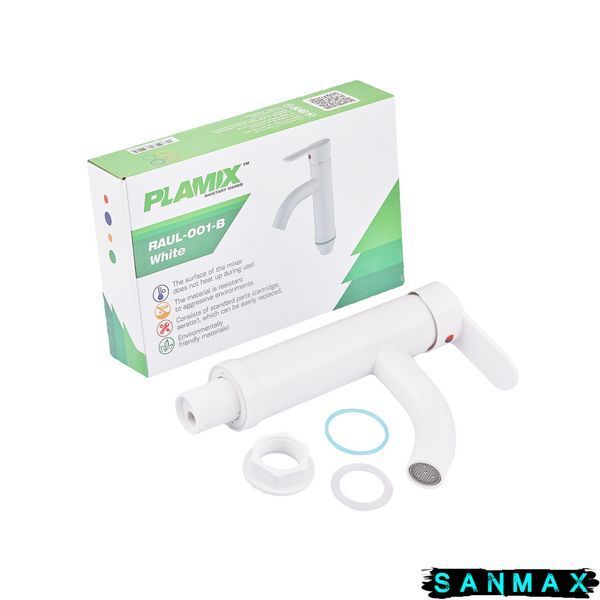 Змішувач для умивальника Plamix Raul-001-B Білий (без підведення) (PM0652) PM0652 фото