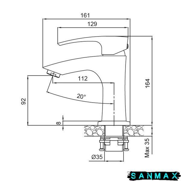 Змішувач для умивальника, хром Koer KB-10007-01 (KR3438) KR3438 фото