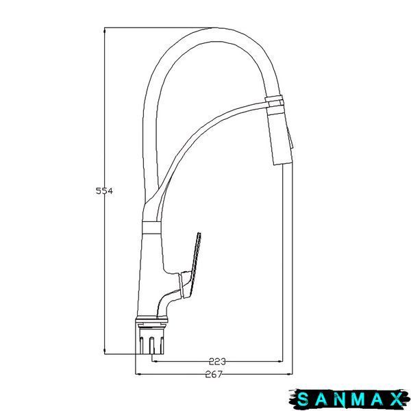 Змішувач для кухні Plamix Lucas-017 SET Graphite Refl.Grey з підведенням (Колір графіт+сил.вилив сірий) (PM0723) PM0723 фото