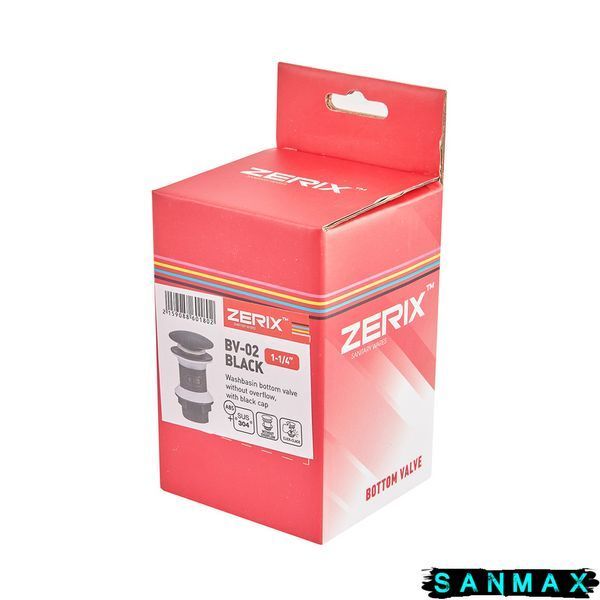 Донний клапан для умивальника без переливу Zerix BV-02 Чорний (ZX6018) ZX6018 фото