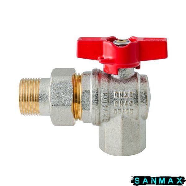 Кран з американкою кутовий Koer Extreme KE.228-20 - 3/4" ручка "метелик" червона (KR5764) KR5764 фото
