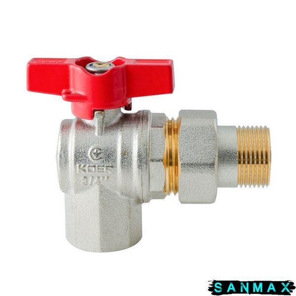 Кран з американкою кутовий Koer Extreme KE.228-20 - 3/4" ручка "метелик" червона (KR5764) KR5764 фото