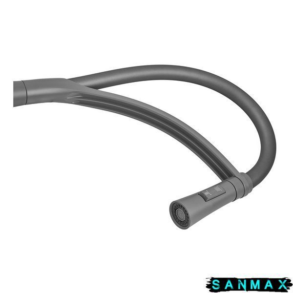Змішувач для кухні Plamix Lucas-017 SET Graphite Refl.Grey з підведенням (Колір графіт+сил.вилив сірий) (PM0723) PM0723 фото