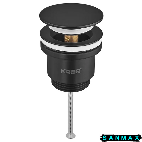 Донний клапан для умивальника універсальний Koer PW-11-05 Чорний (KR5795) KR5795 фото