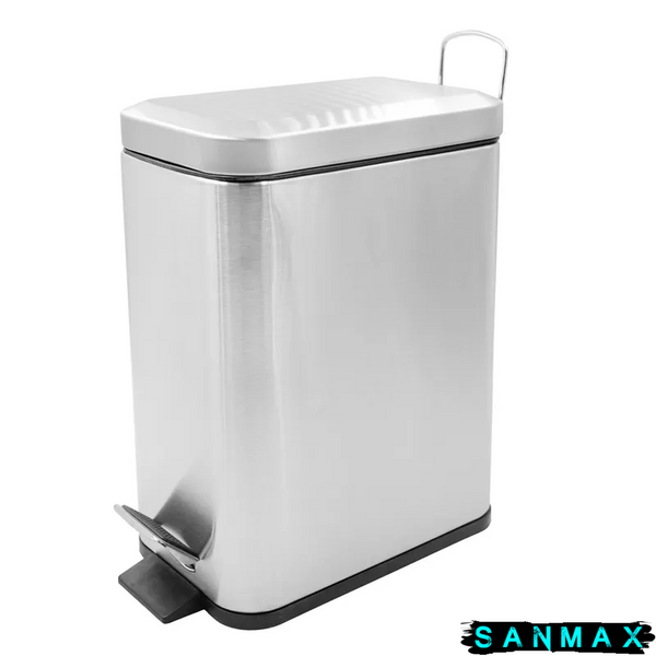 Відро для сміття з плавним закриттям прямокутне Zerix Sansa-TC0105 SS Color 5л колір нержавійка (ZX5893) ZX5893 фото
